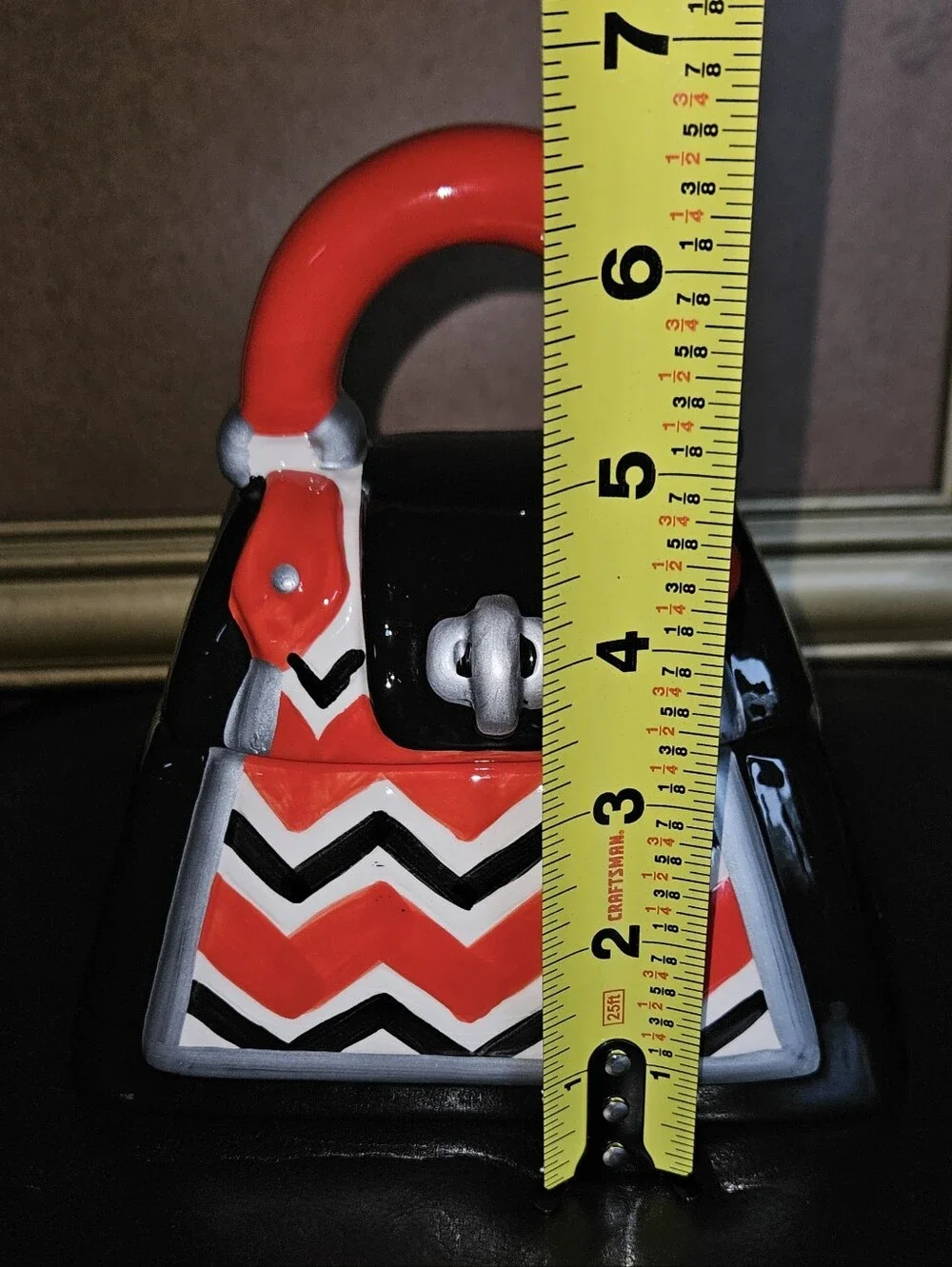 David’s Cookies Lovely Ceramic Purse Small 6” Cookie Jar Trinket Box